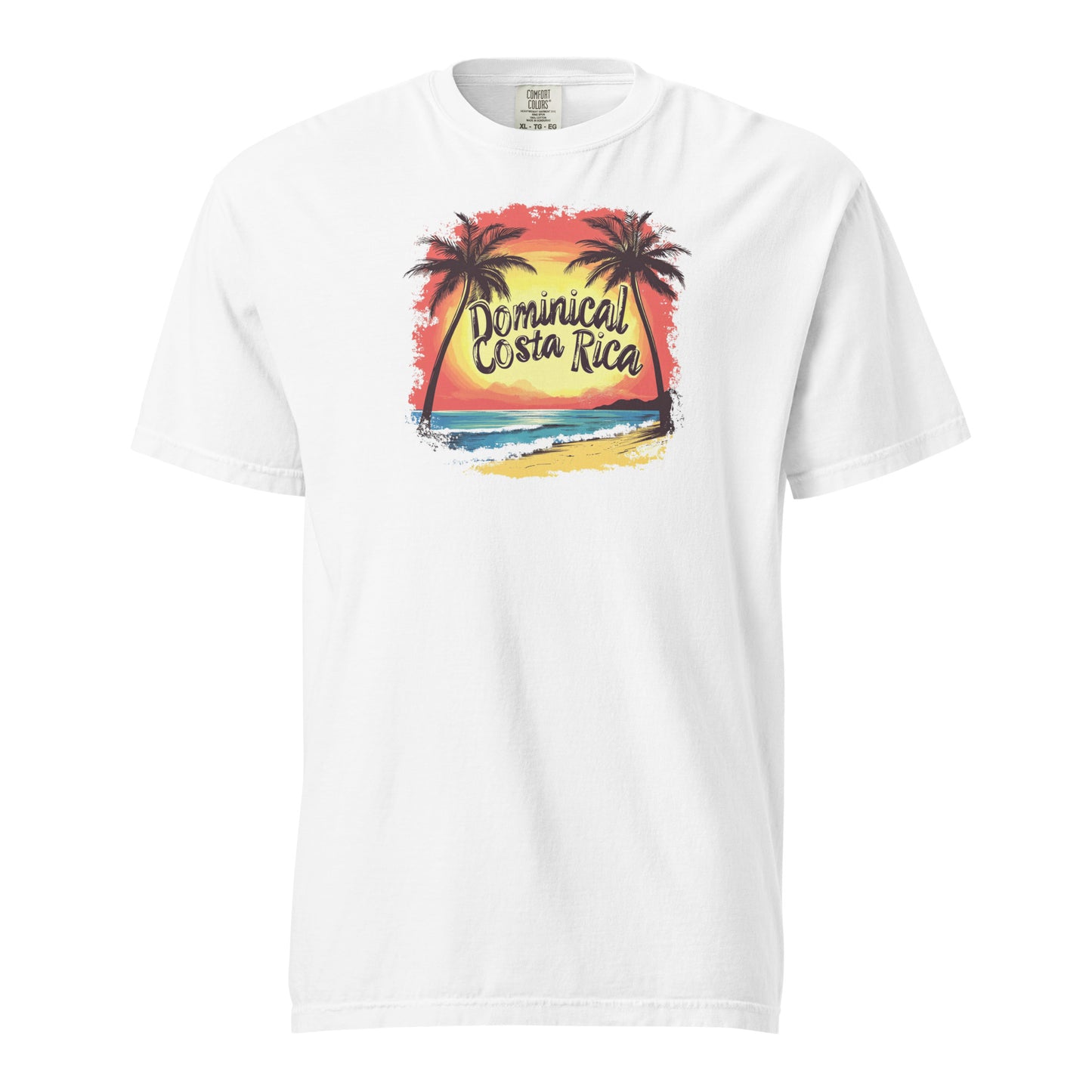White Dominical Costa Rica t-shirt with Palm Trees and Ocean
