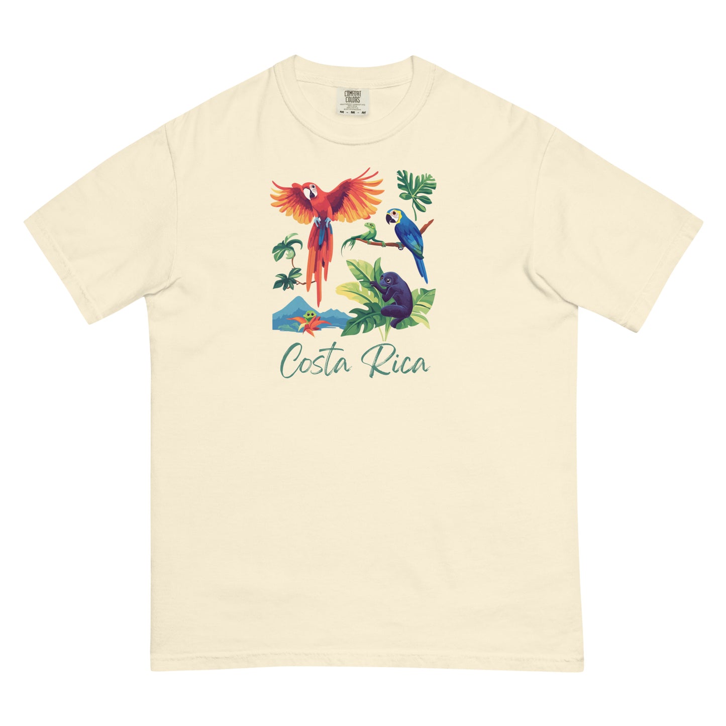 Discover Costa Rica's Wildlife Wonders: A Vibrant T-Shirt Illustration of Iconic Animals