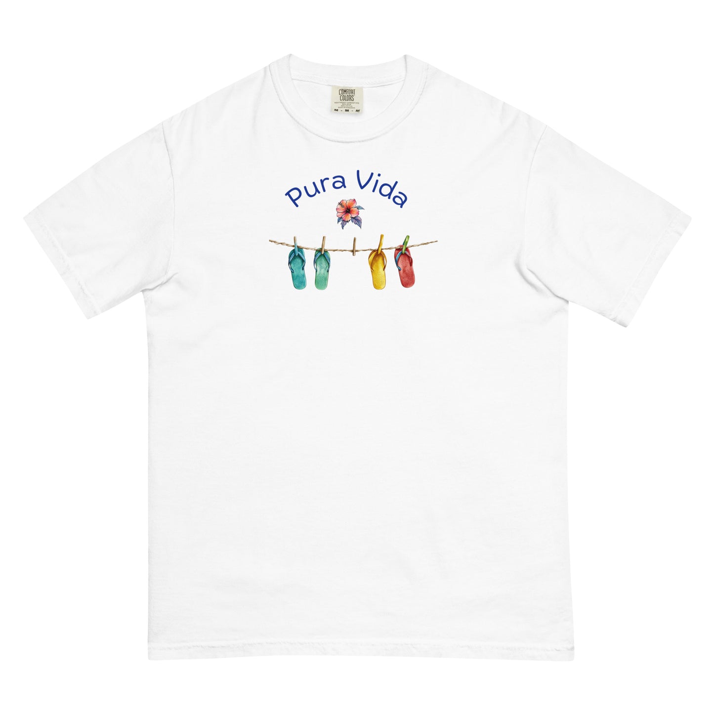 Costa Rican Vibes: Pura Vida Hibiscus & Flip-Flops Shirt