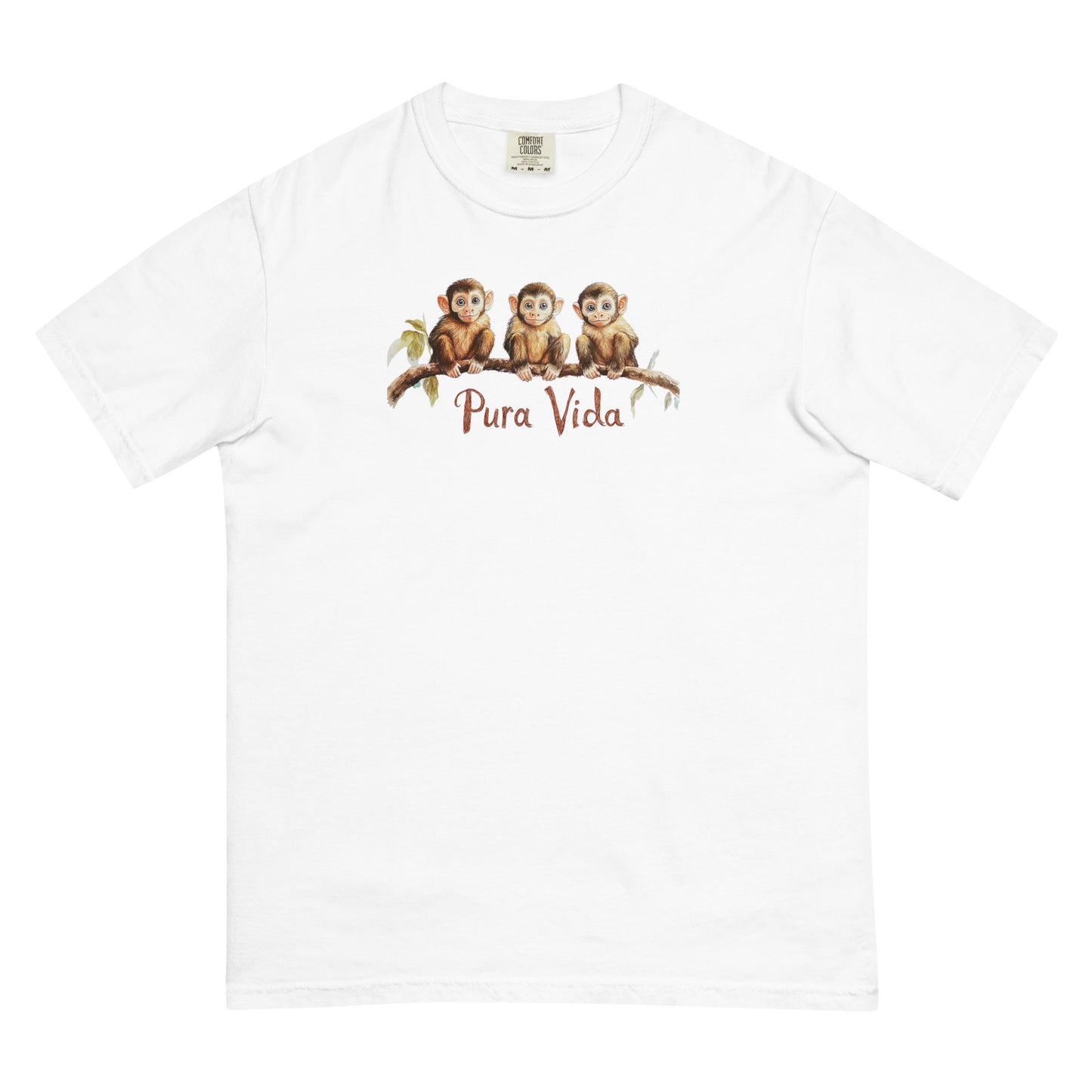 Pura Vida T-Shirt with Adorable Capuchin Monkeys in Costa Rica