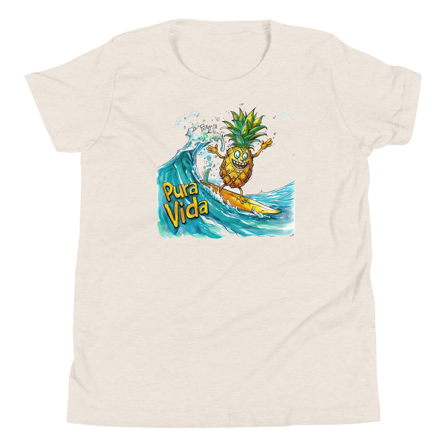 Costa Rica Surfing Pineapple Youth Short Sleeve T-Shirt