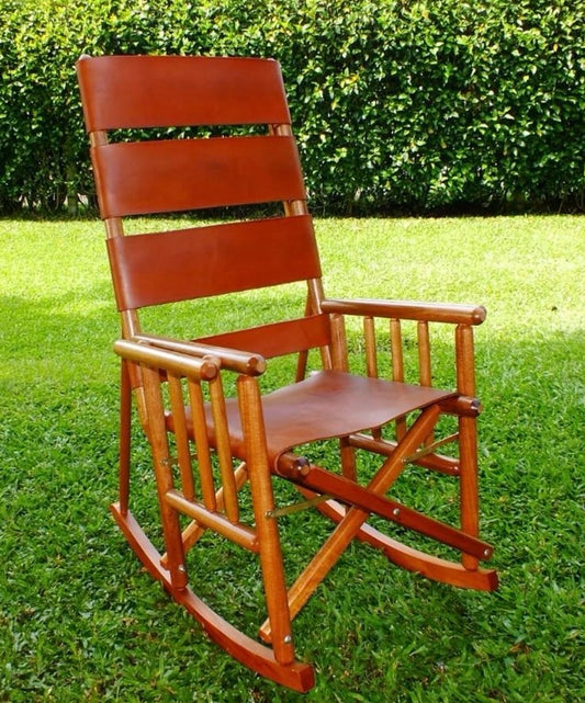 Authentic Costa Rica Leather Rocking Chair