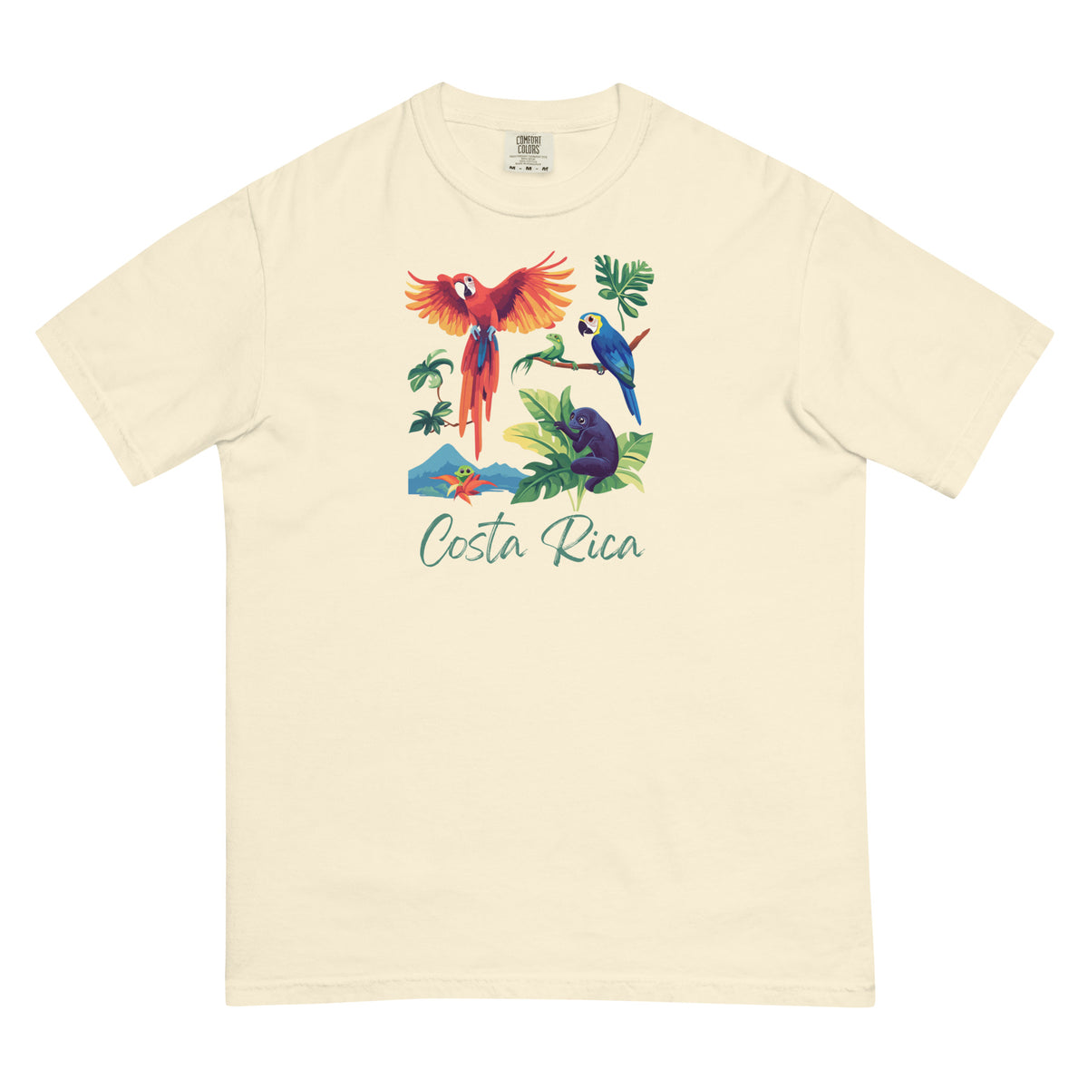 Discover Costa Rica's Wildlife Wonders: A Vibrant T-Shirt Illustration of Iconic Animals