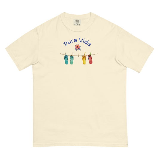 Costa Rican Vibes: Pura Vida Hibiscus & Flip-Flops Shirt