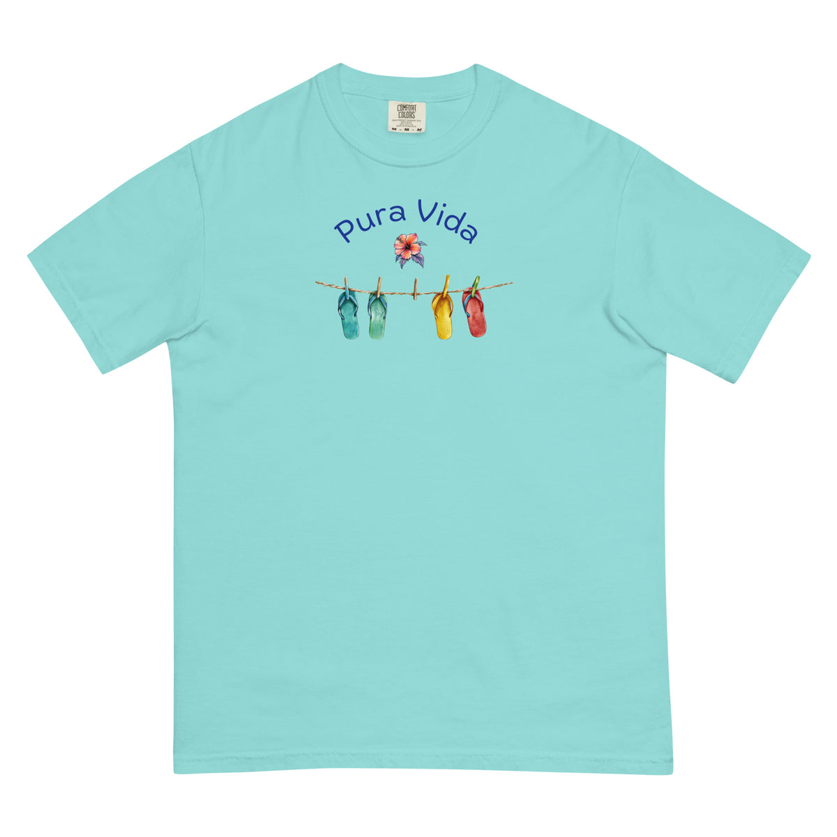 Costa Rican Vibes: Pura Vida Hibiscus & Flip-Flops Shirt