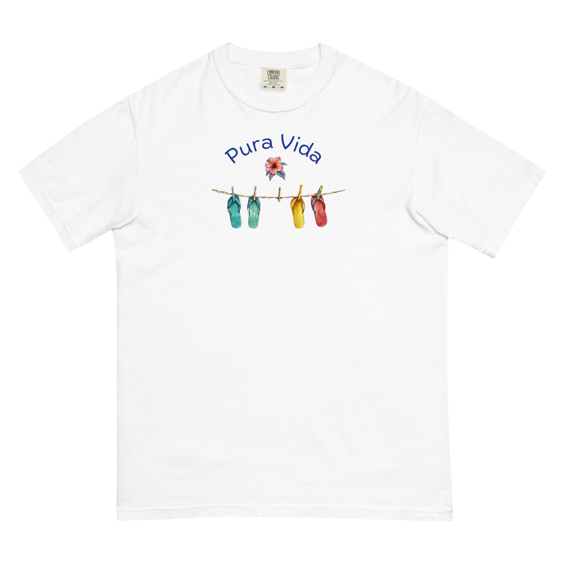 Costa Rican Vibes: Pura Vida Hibiscus & Flip-Flops Shirt