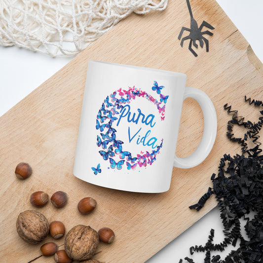 Pura Vida Costa Rica Blue Morpho Butterfly Coffee Mug